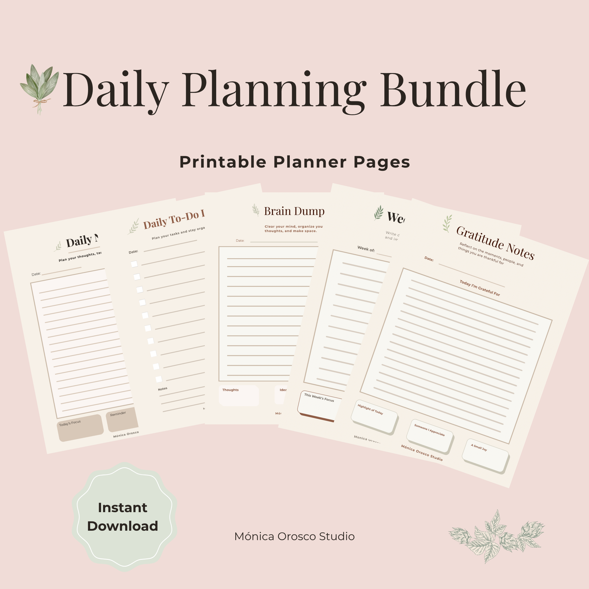 Daily Planning Bundle / Printable Planner Pages