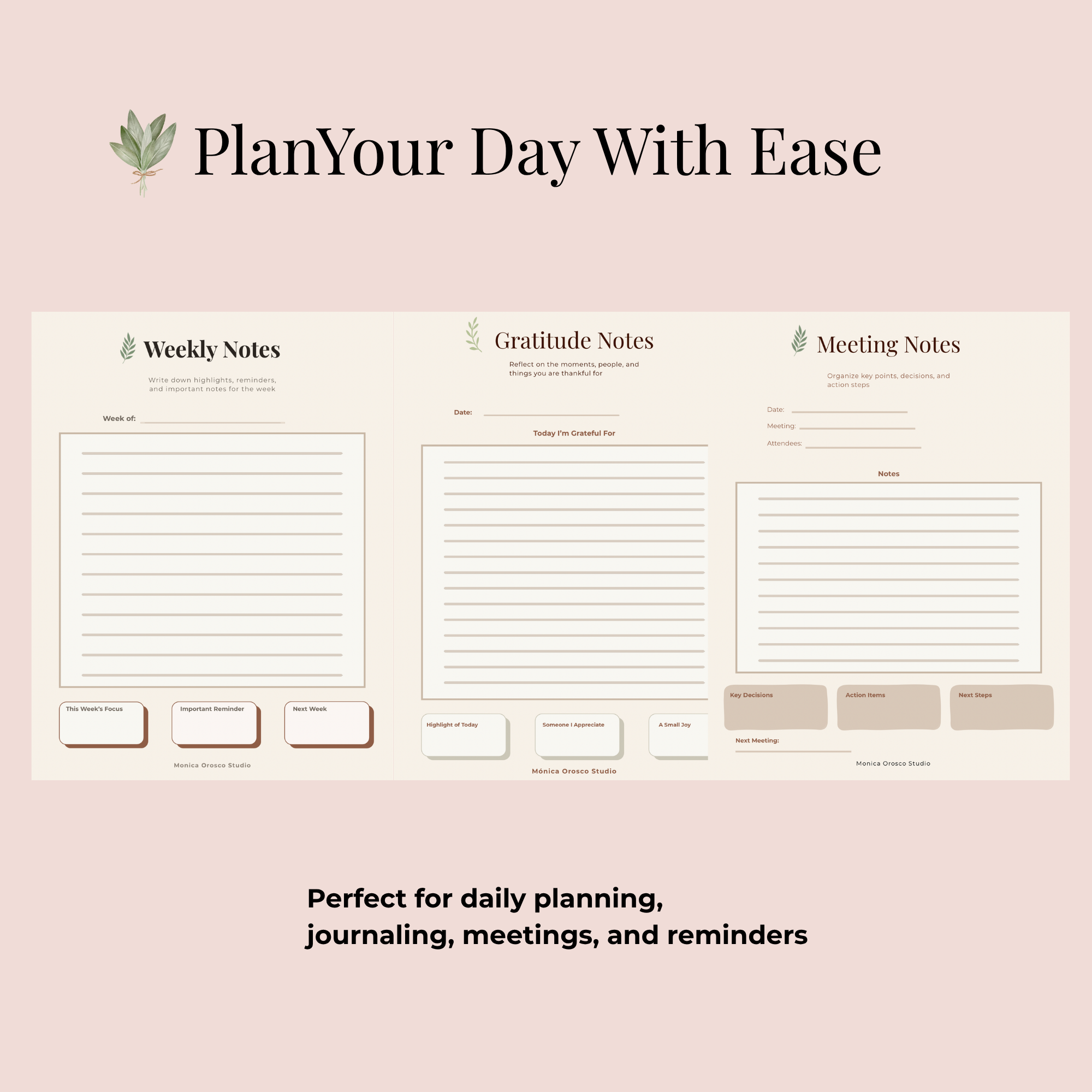 Daily Planning Bundle / Printable Planner Pages