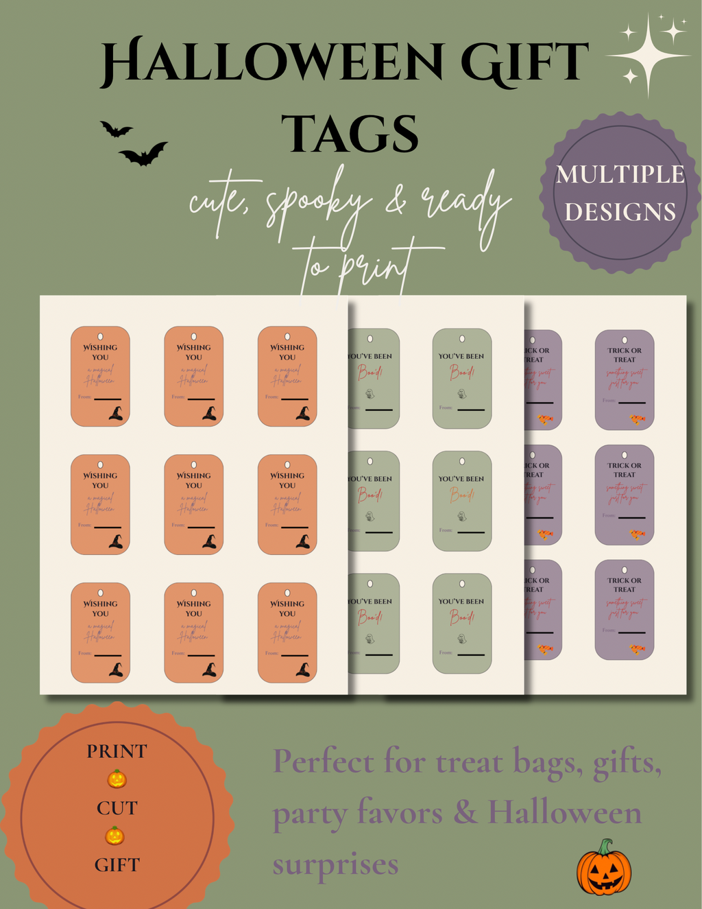 Halloween Stationery Bundle | Printable Planner, Gift Tags & Bookmarks