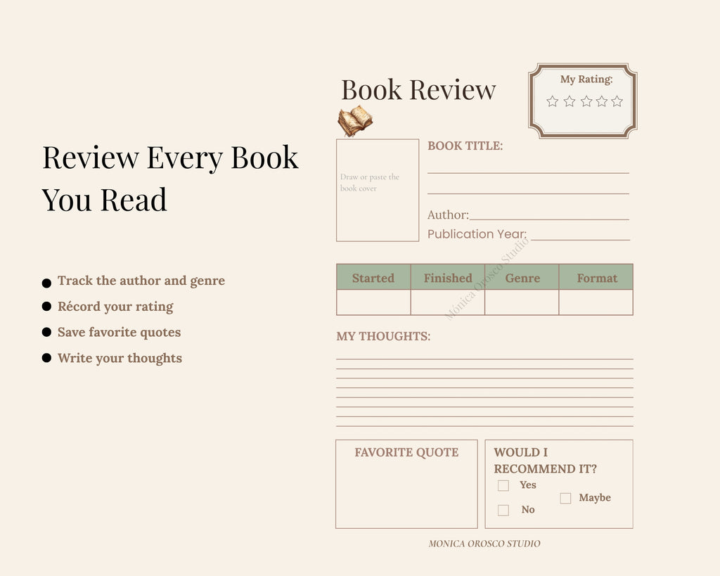 Reading Journal / Printable Book Tracker & Reading Log
