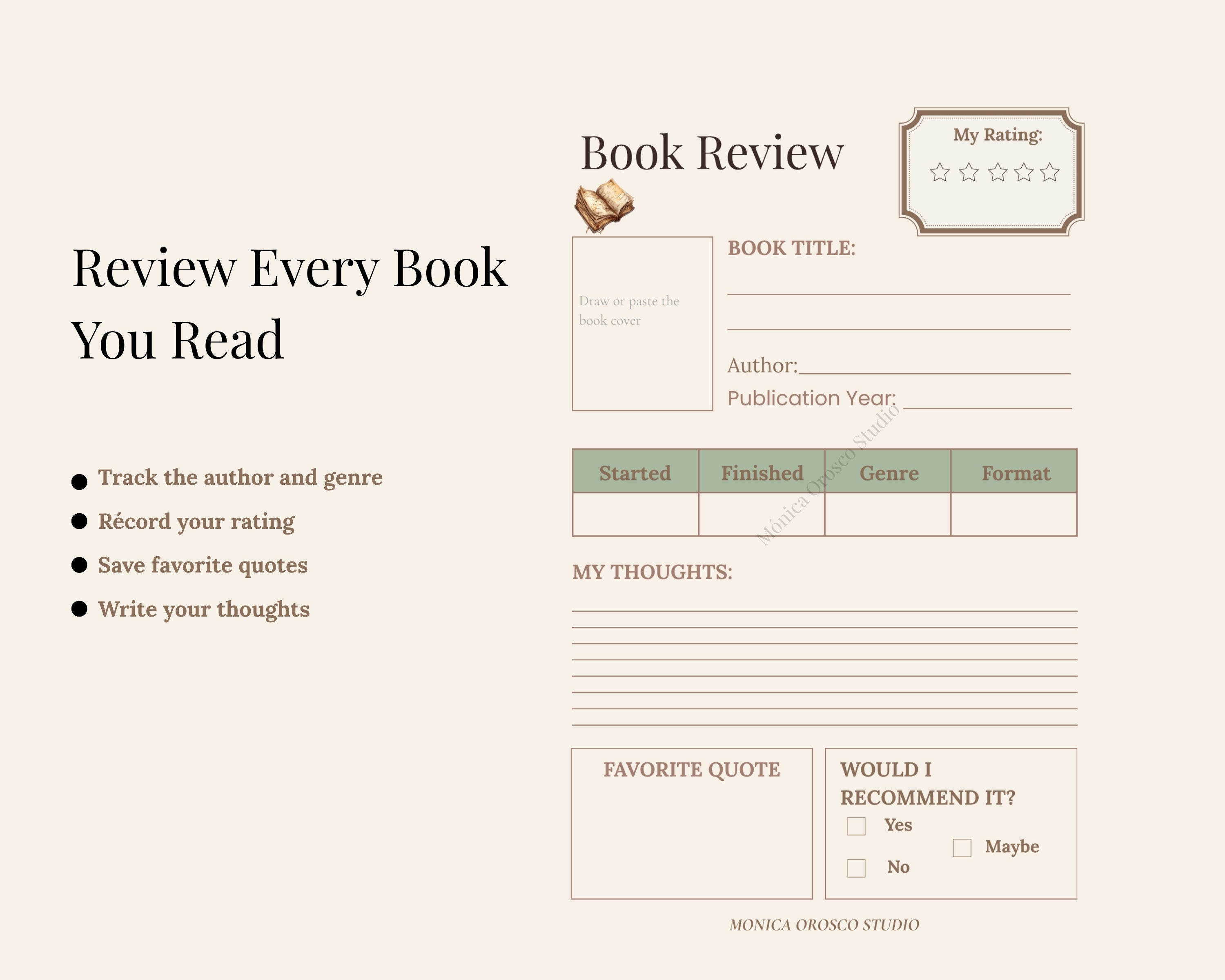 Reading Journal / Printable Book Tracker & Reading Log